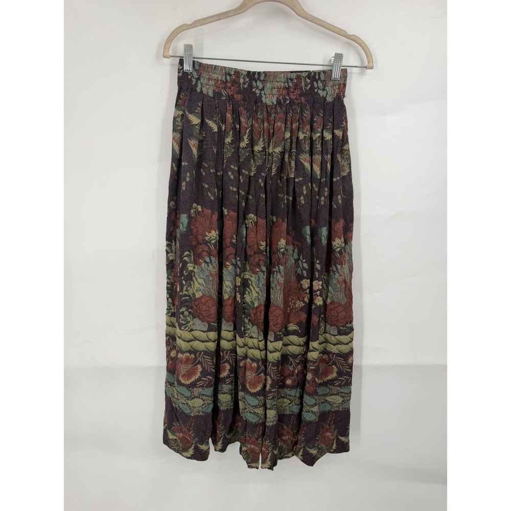 VTG Carole Little Dark Floral Midi Skirt Sz 10 Tapestry Cottage Heritage Western